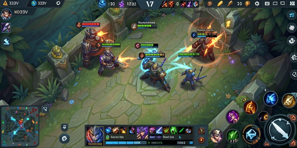 Tampilan aksi seru dalam game MOBA 333V saat bertanding.