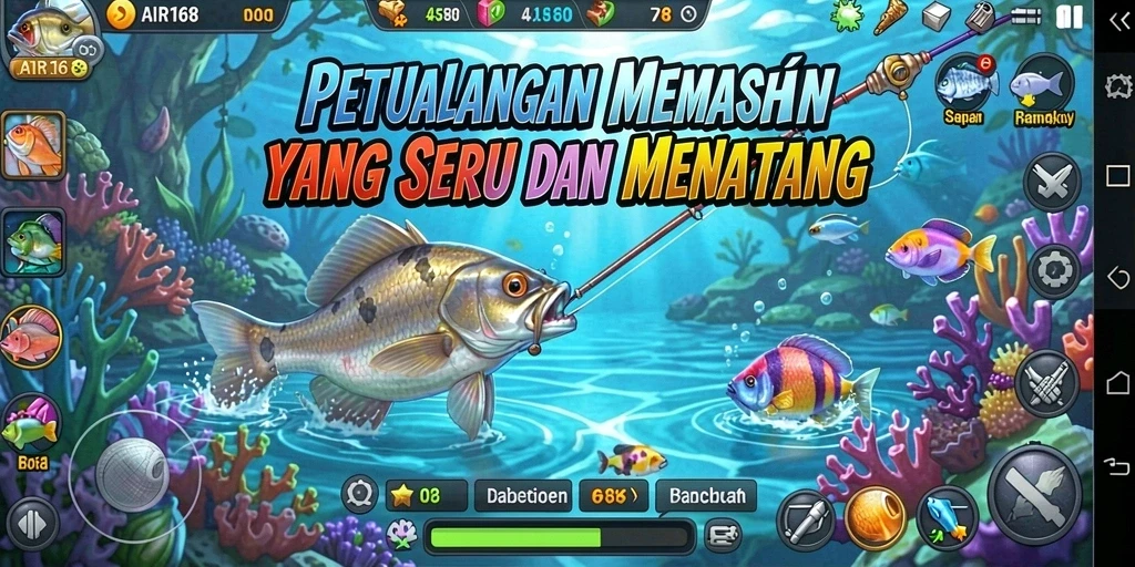 Screenshot gameplay AIR168 menampilkan momen menangkap ikan yang mendebarkan.