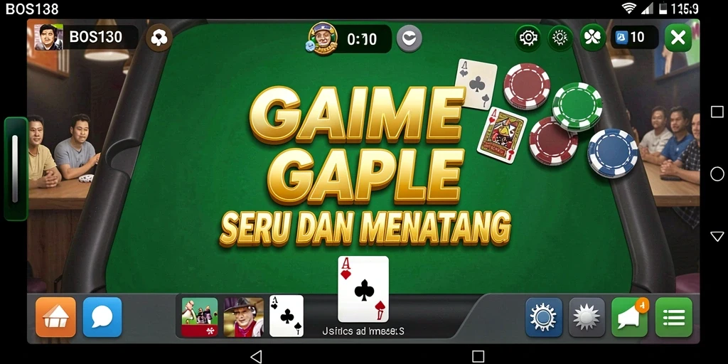 Tampilan gameplay seru dalam permainan Gaple BOS138.