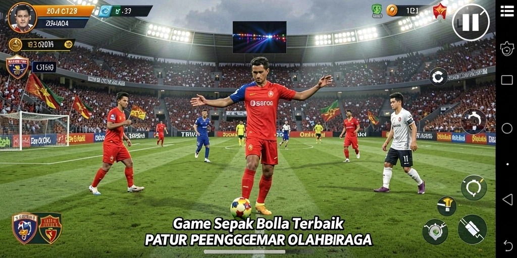 Tampilan gameplay DKK dengan aksi sepak bola menarik.