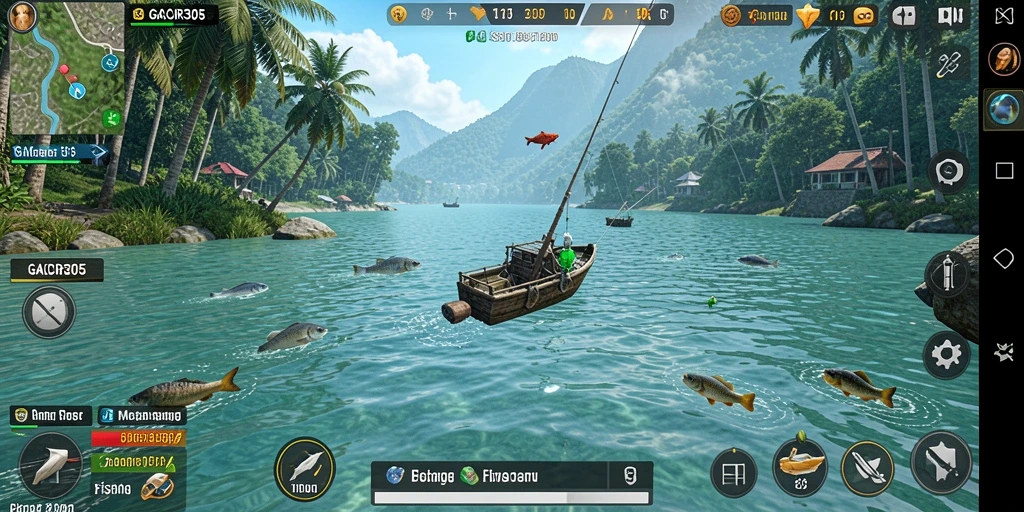 Screenshot gameplay GACOR305 menampilkan aksi seru saat memancing.