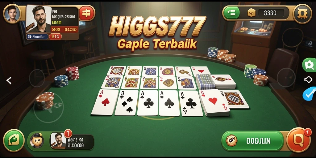 Screenshot gameplay HIGGS777 menampilkan momen seru bermain Gaple.
