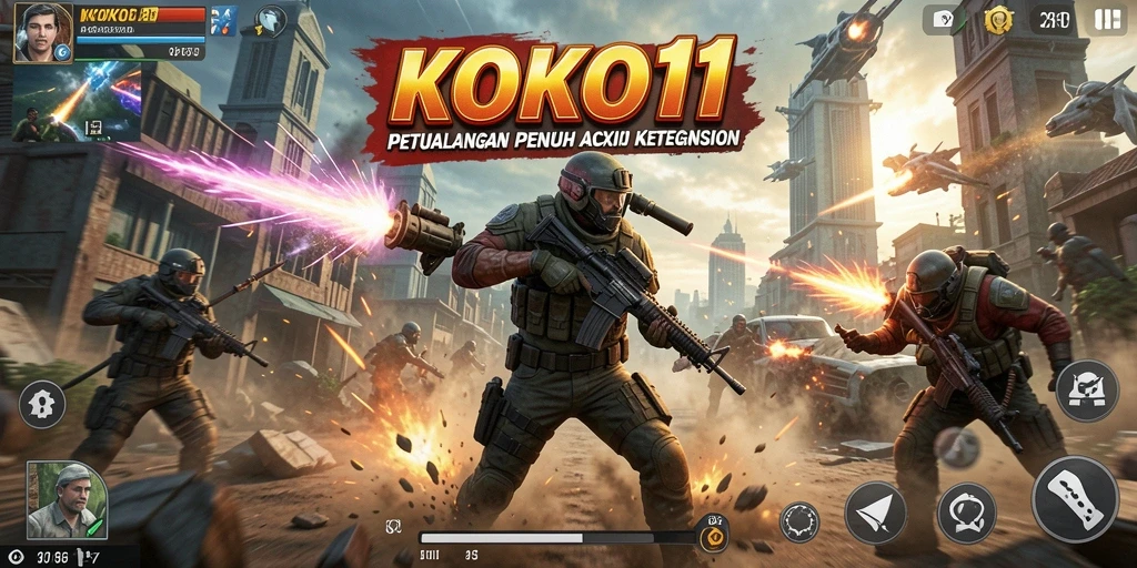 Screenshot KOKO11 menampilkan aksi pertempuran seru dengan grafis yang menawan.