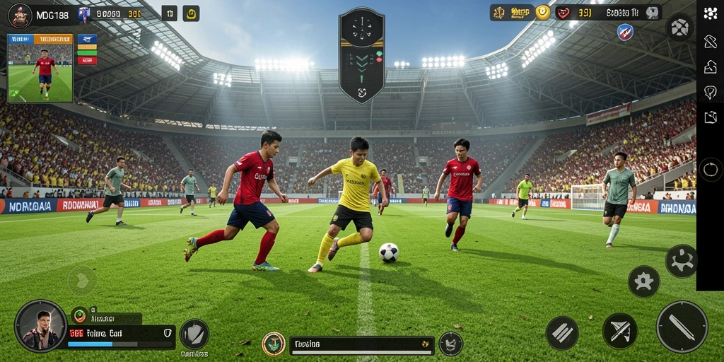 Screenshot MDG188 menampilkan gameplay sepak bola yang mendebarkan.