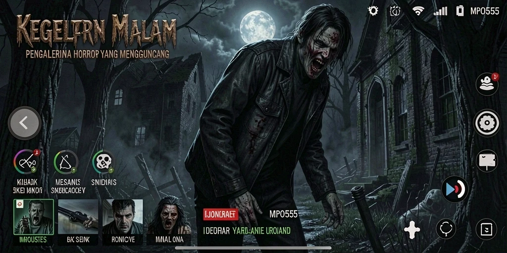 Screenshot menampilkan gameplay menyeramkan MPO555 dengan atmosfer gelap.