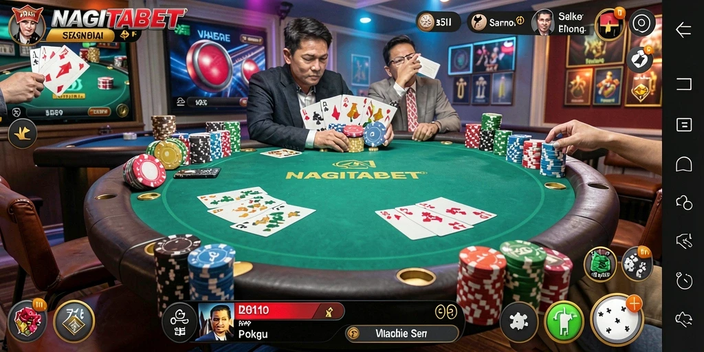 Tampilan menarik dari gameplay Poker di NAGITABET