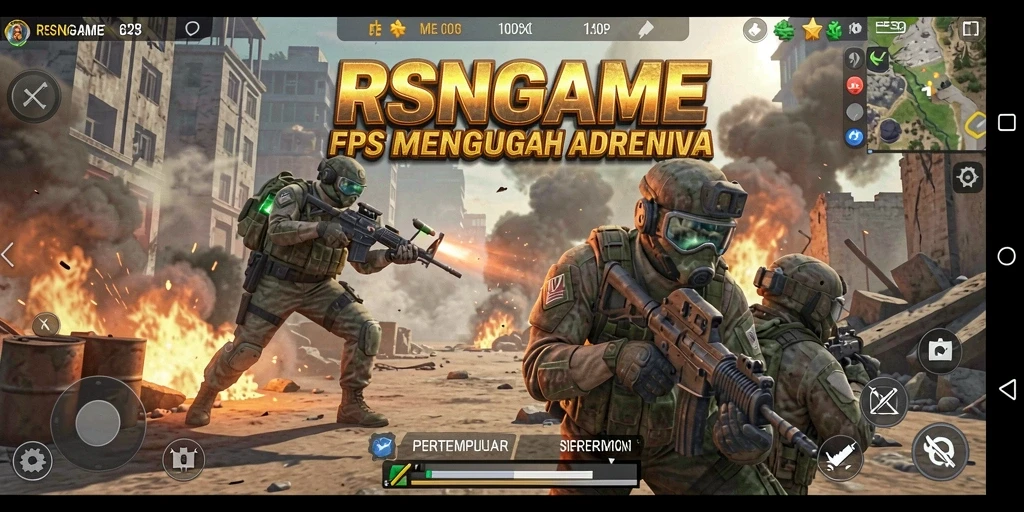 Screenshot menunjukkan aksi intens dalam pertempuran FPS.
