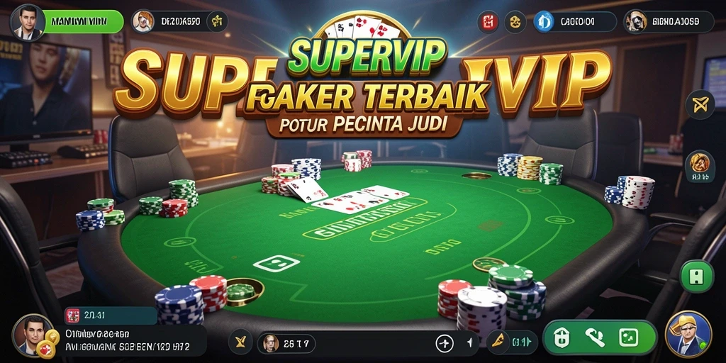 Tampilan screenshot SUPERVIP menampilkan meja Poker yang penuh aksi.
