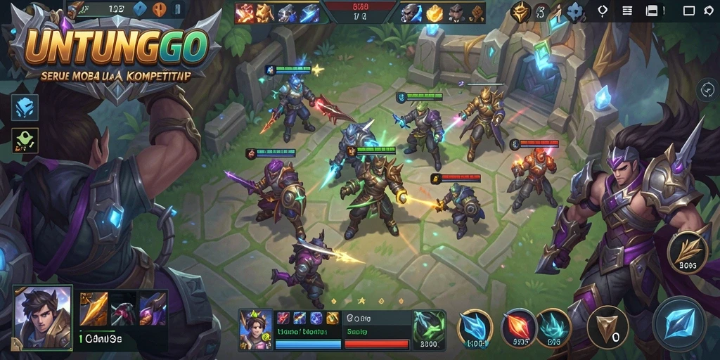 Screenshot gameplay UNTUNGGO menampilkan pertempuran tim yang intens.