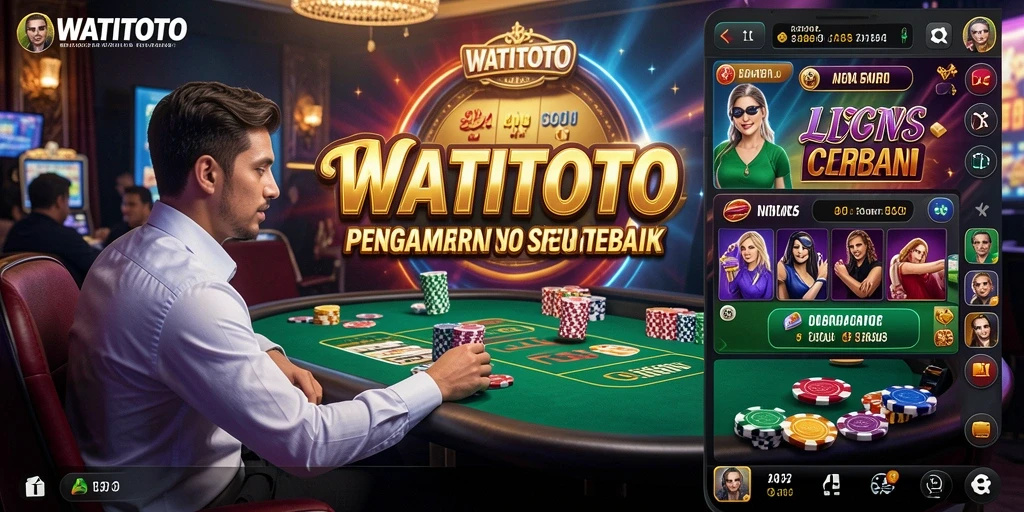 Tampilan gameplay seru di WATITOTO dengan dealer dan permainan langsung.