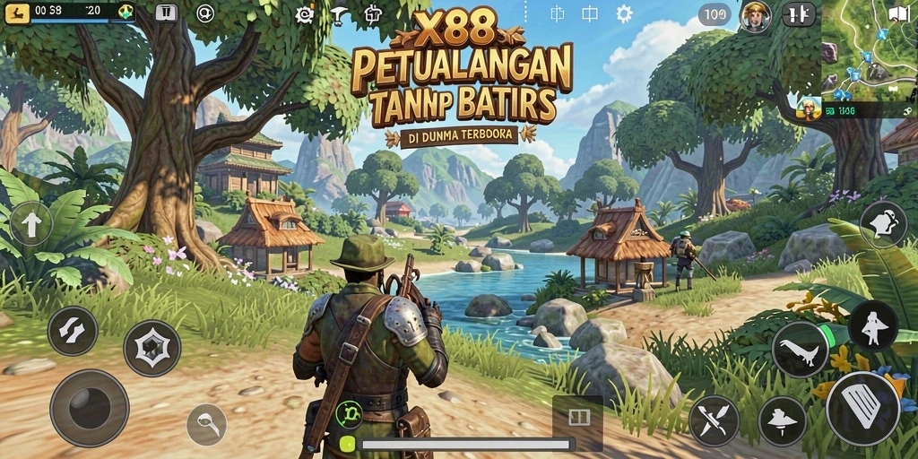 Tampilan gameplay X88 yang menakjubkan di dunia terbuka.